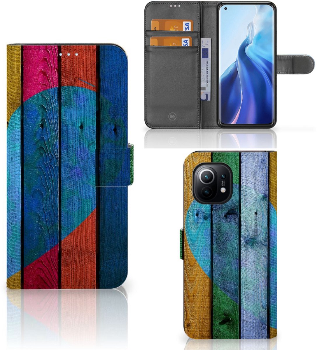 Xiaomi Mi 11 Book Style Case Wood Heart - Cadeau voor je Vriend