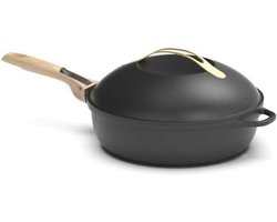 COOKUT - De fantastische 8-in-1 koekenpan - "Klein model 24 cm – Een enkel gebruiksvoorwerp dat pan, pan, sauteerpan vervangt - 2 afneembare handgrepen, stoom/frituurmand, houten spatel - METEORE