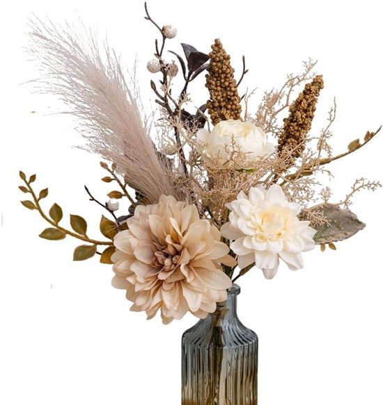 Kunstmatige herfstbloemen boeketten, nepbloemen in vaas zijden bloemenarrangementen met herfstbloemen stengels, voor huisdecoratie indoor middelpunt tafeldecoraties