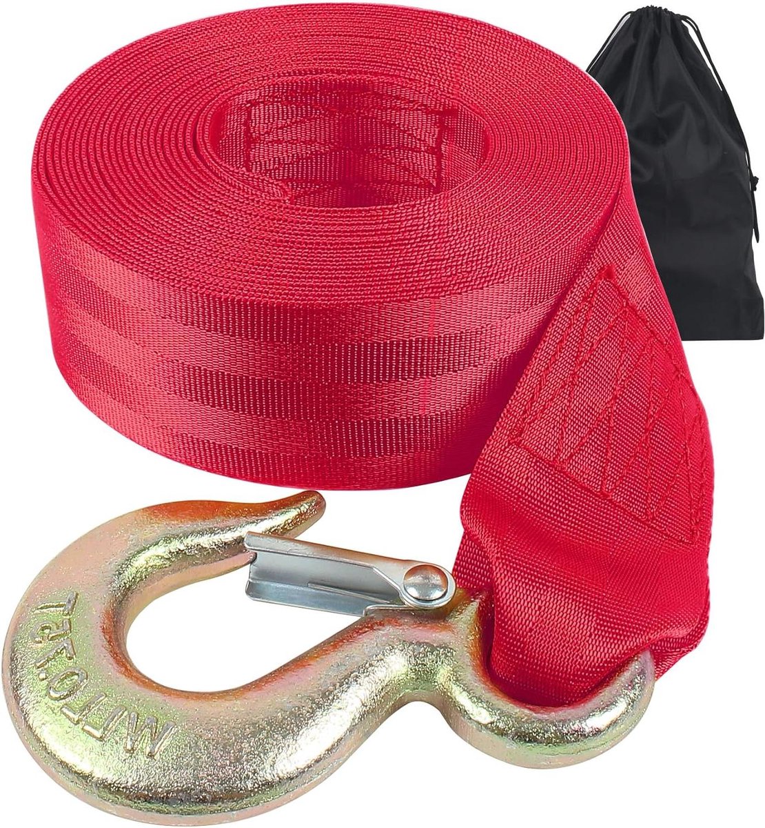 Boottrailer Lierriem - Lierband Boot Aanhanger - Boot Laden Traileren - Roestwerende Haak - 5 cm x 6 meter - Rood