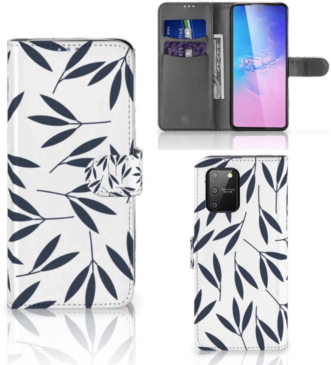 Samsung S10 Lite Hoesje Leaves Blue