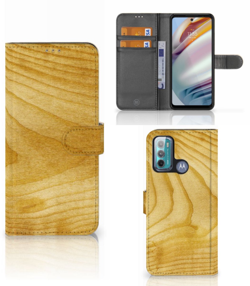 Motorola Moto G60 Book Style Case Licht Hout