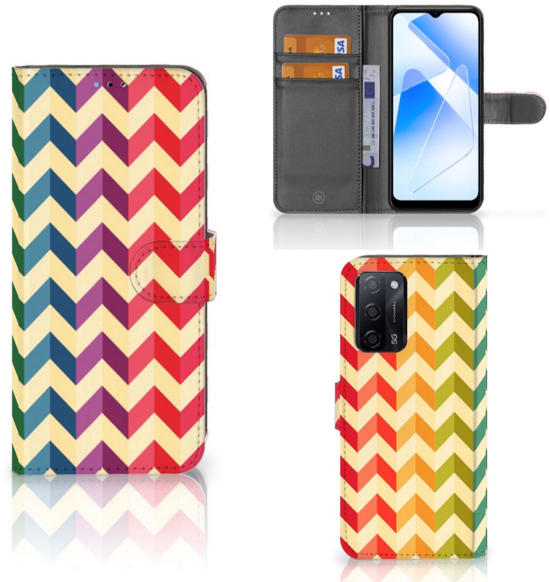OPPO A16/A16s/A54s Telefoon Hoesje Zigzag Multi Color