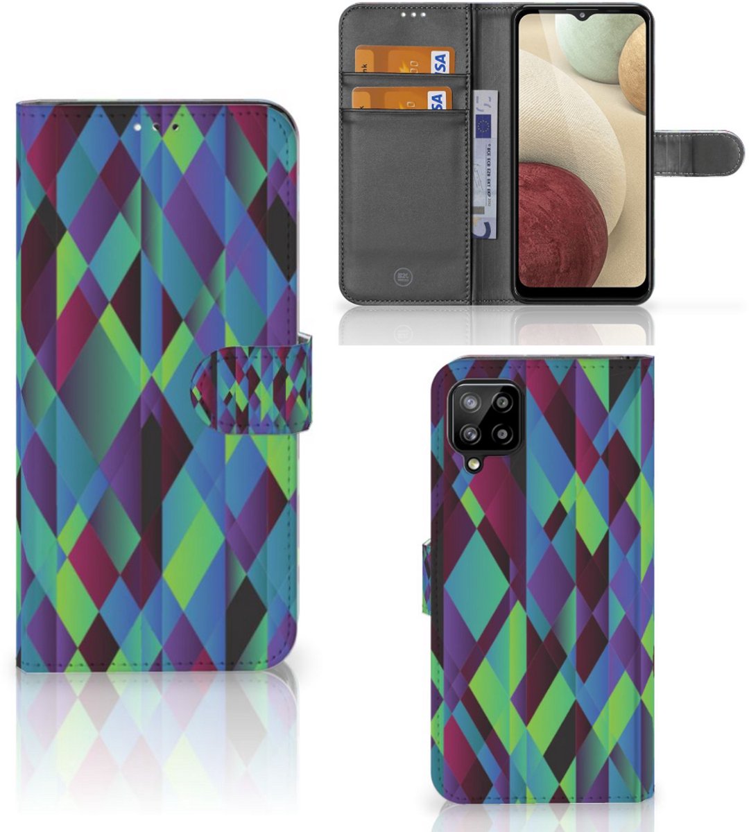 Samsung Galaxy A12 Book Case Abstract Green Blue