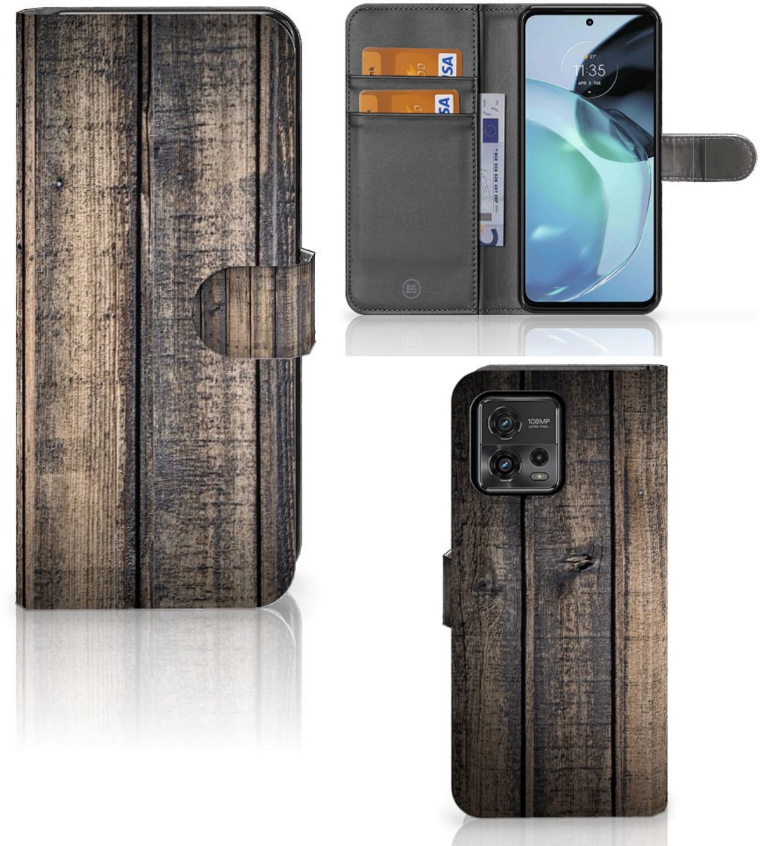 Motorola Moto G72 Book Style Case Steigerhout