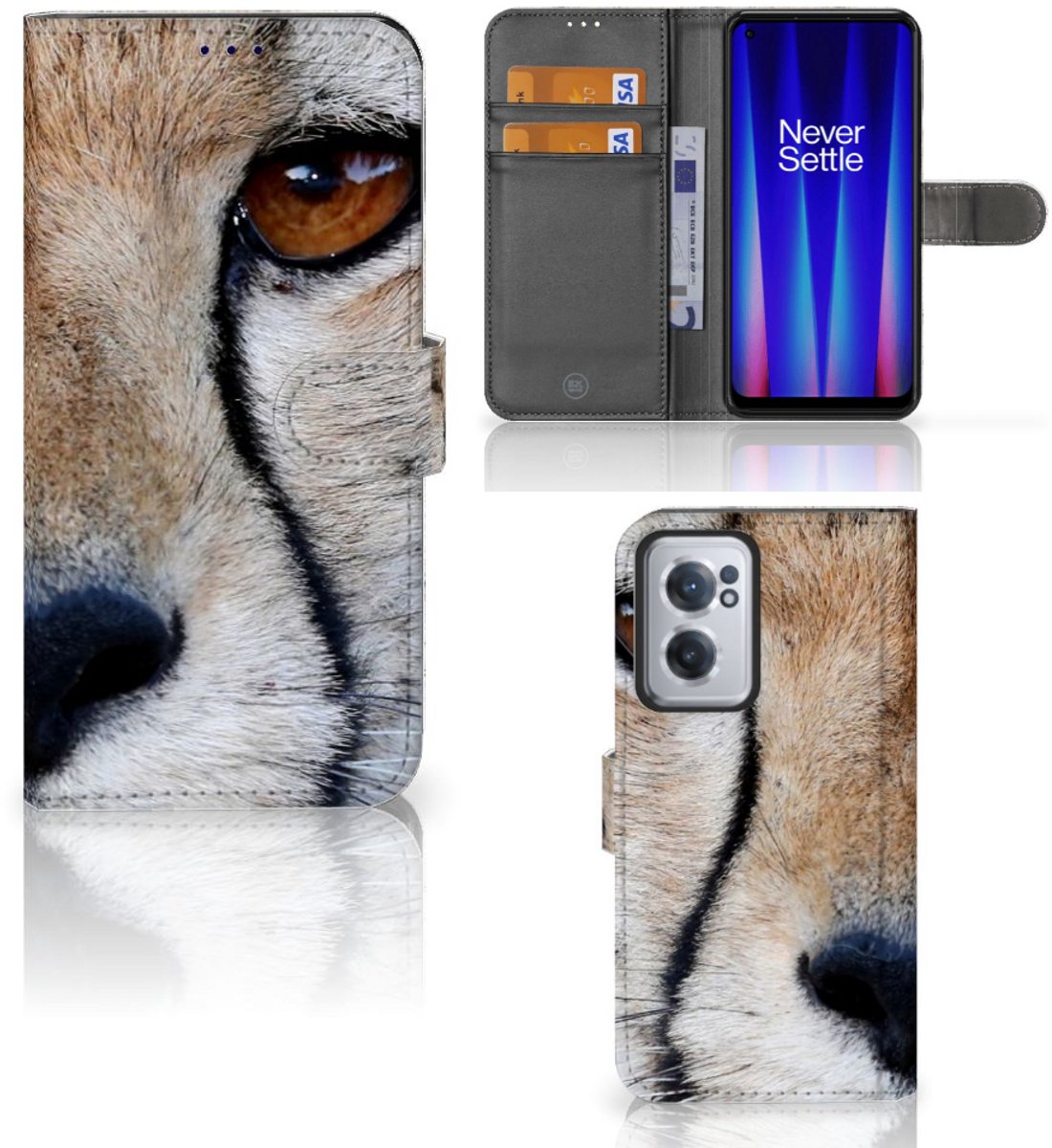 OnePlus Nord CE 2 Telefoonhoesje met Pasjes Cheetah