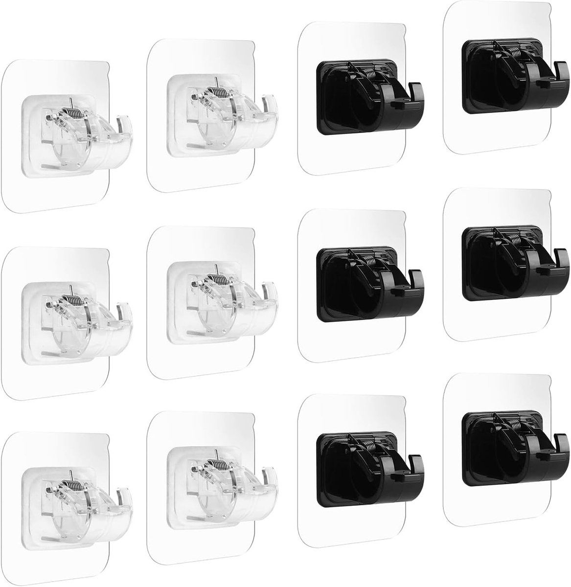 Set van 12 Transparante Zelfklevende Gordijnroede Beugels voor Muurbevestiging, Ideaal voor Keuken en Badkamer, Eenvoudig te Installeren zonder Boren