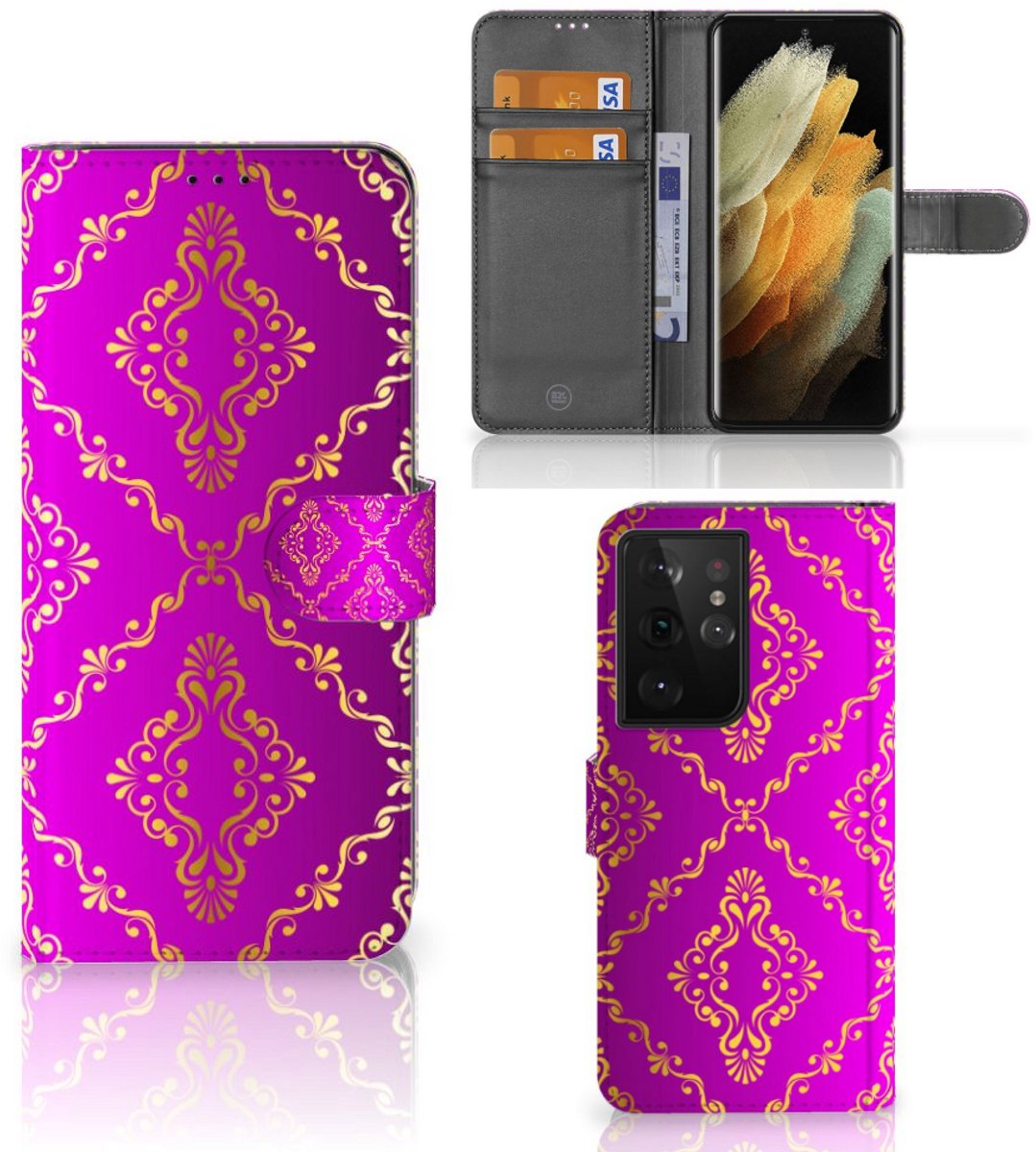 Wallet Case Samsung Galaxy S21 Ultra Barok Roze