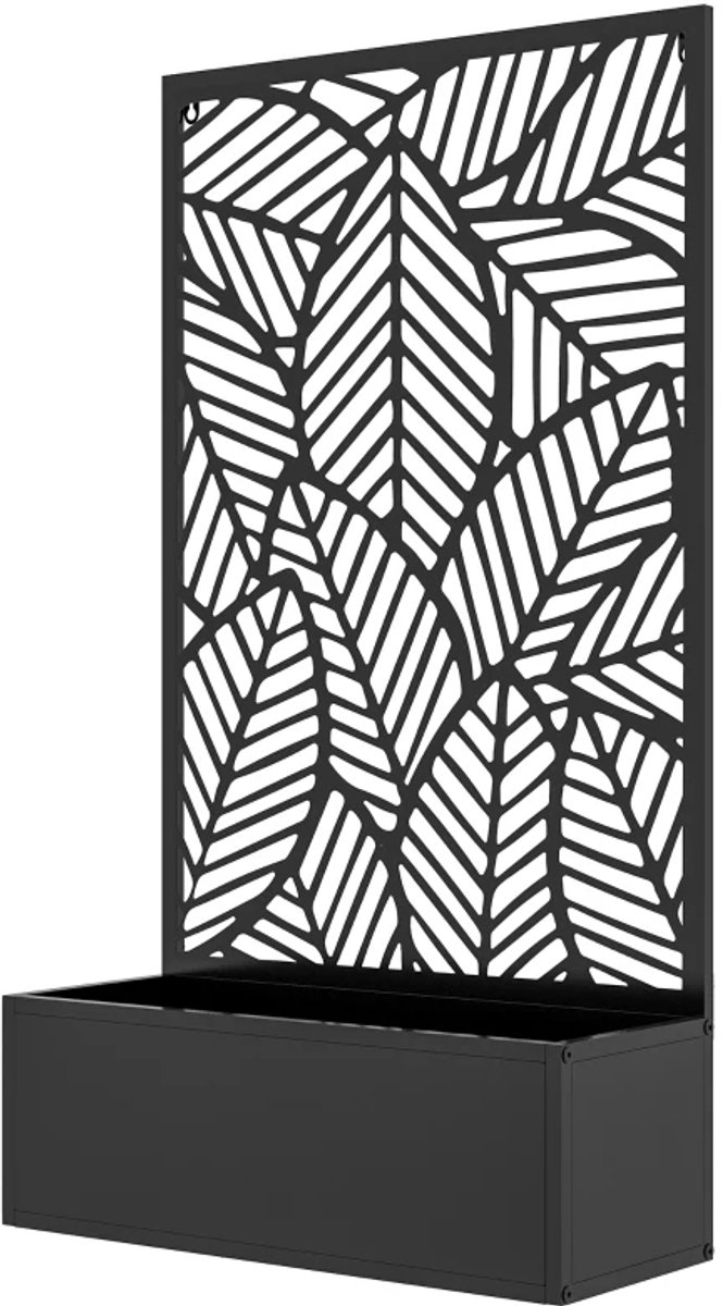 Plantenbak met Klimrek - Privacyscherm - Bloembak - Tuinrek - Tuinbed - Buitenscherm - Plantenrek - Perfect voor Bloemen en Klimplanten – voor Tuin, Terras & Balkon - Metaal - 61 x 23 x 113 cm - Zwart
