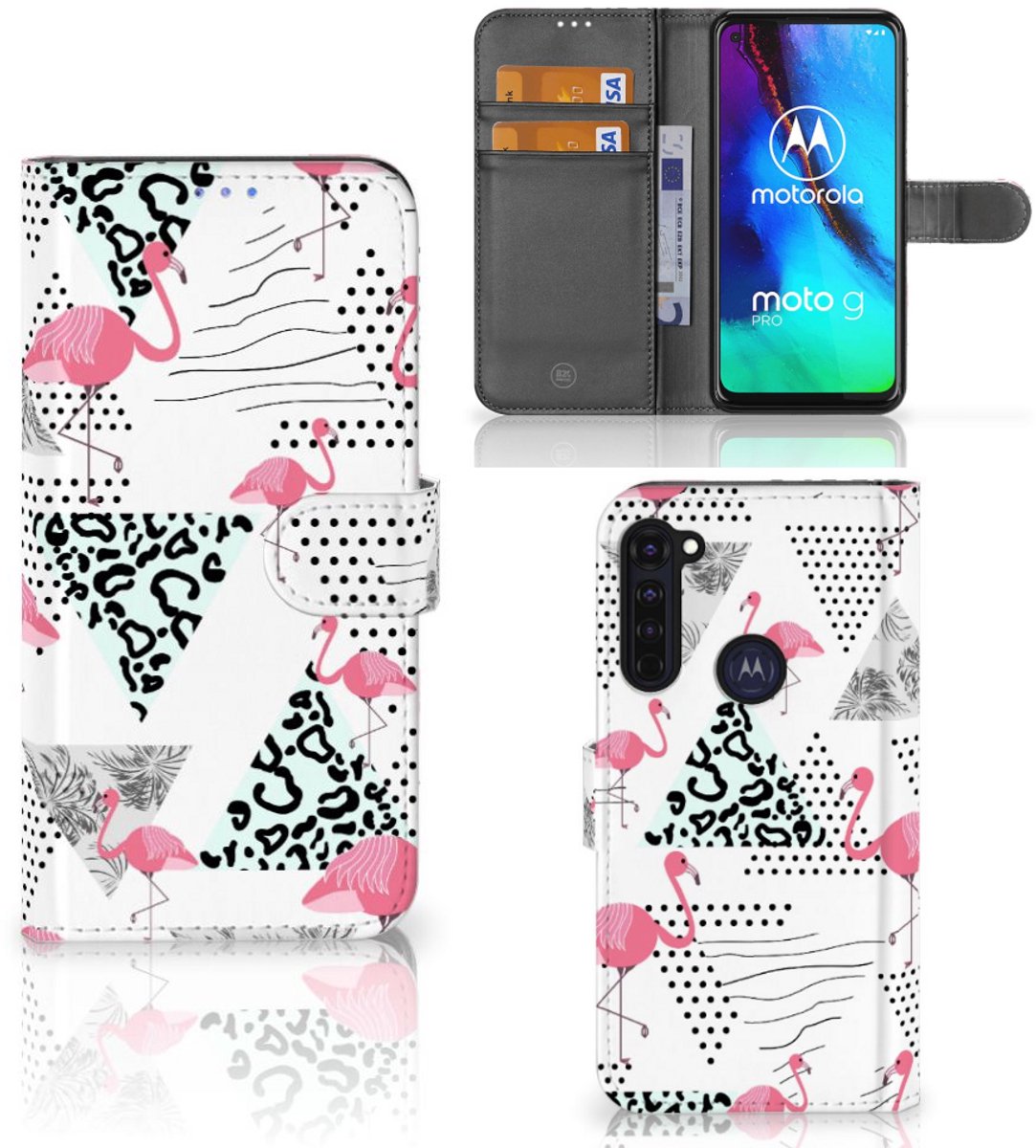 Motorola Moto G Pro Telefoonhoesje met Pasjes Flamingo Triangle