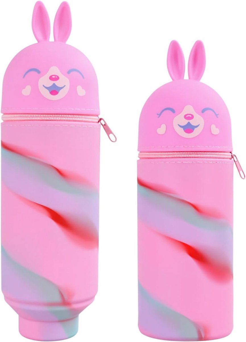 Verticale Siliconen Pennenhouder, Schattige Tafel Organizer, Cartoon Etui voor Studenten, Schoolaccessoires, Perfect voor Terug naar School, Roze Kleur