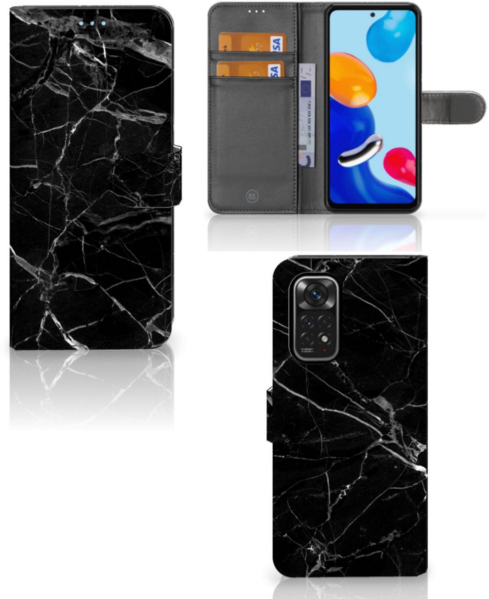 Xiaomi Redmi Note 11/11S Bookcase Marmer Zwart - Origineel Cadeau Vader