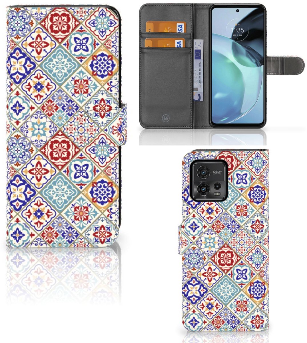 Motorola Moto G72 Bookcase Tiles Color