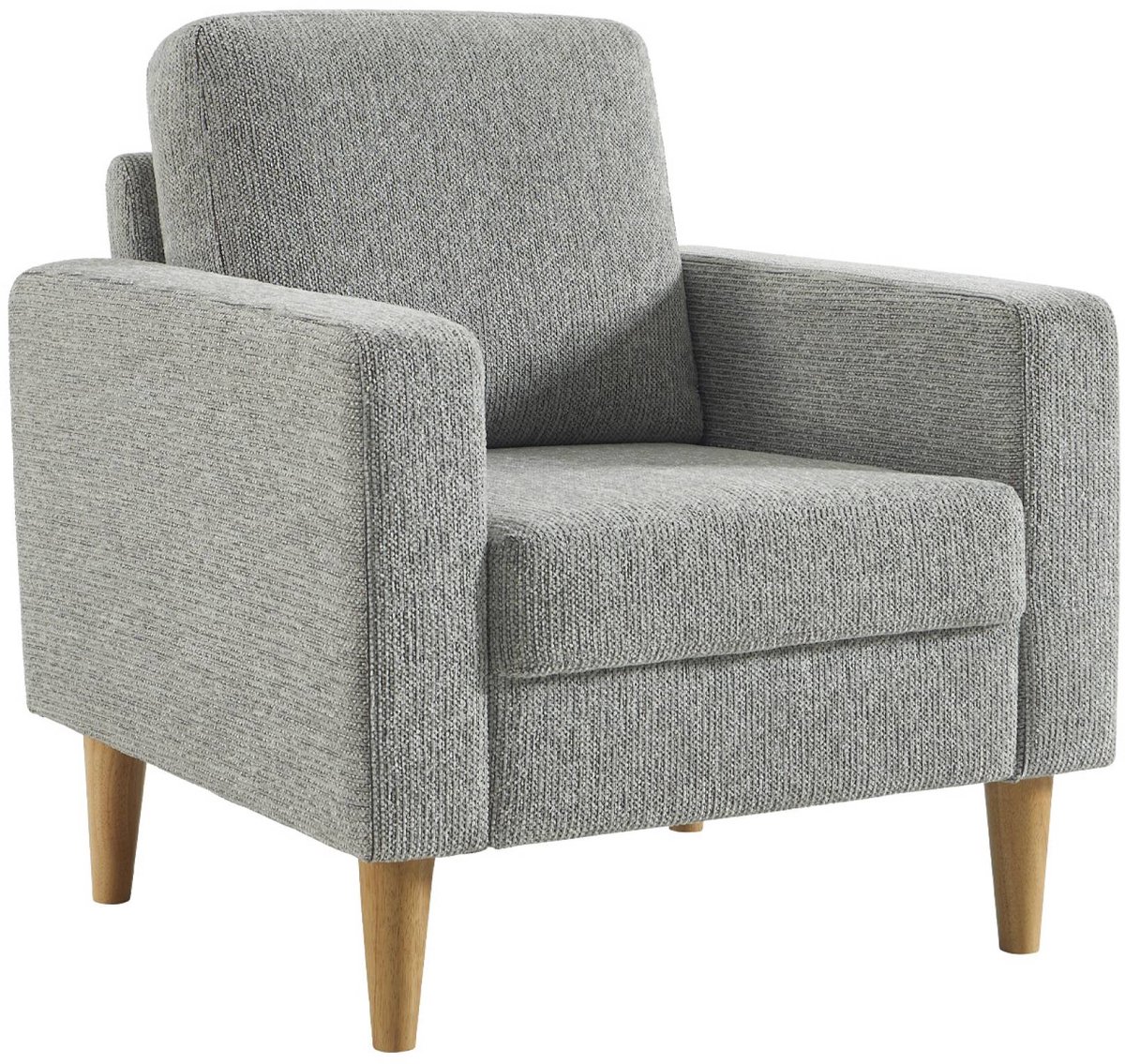 sweeek Fauteuil 1 zitplaats met rubberhouten poten en chenille stof - bjorn lichtgrijs