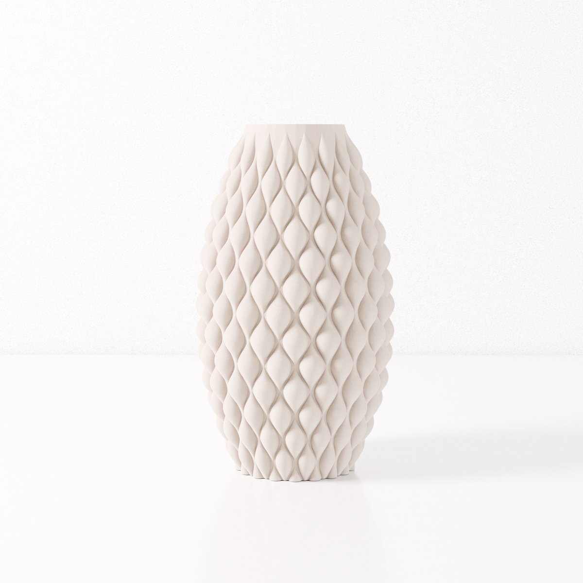 Fleuriek vaas AMELIA - Beige H40 cm - Hoge decoratieve vaas met verfijnd patroon - Stijlvolle blikvanger voor kast of dressoir - Organisch reliëf