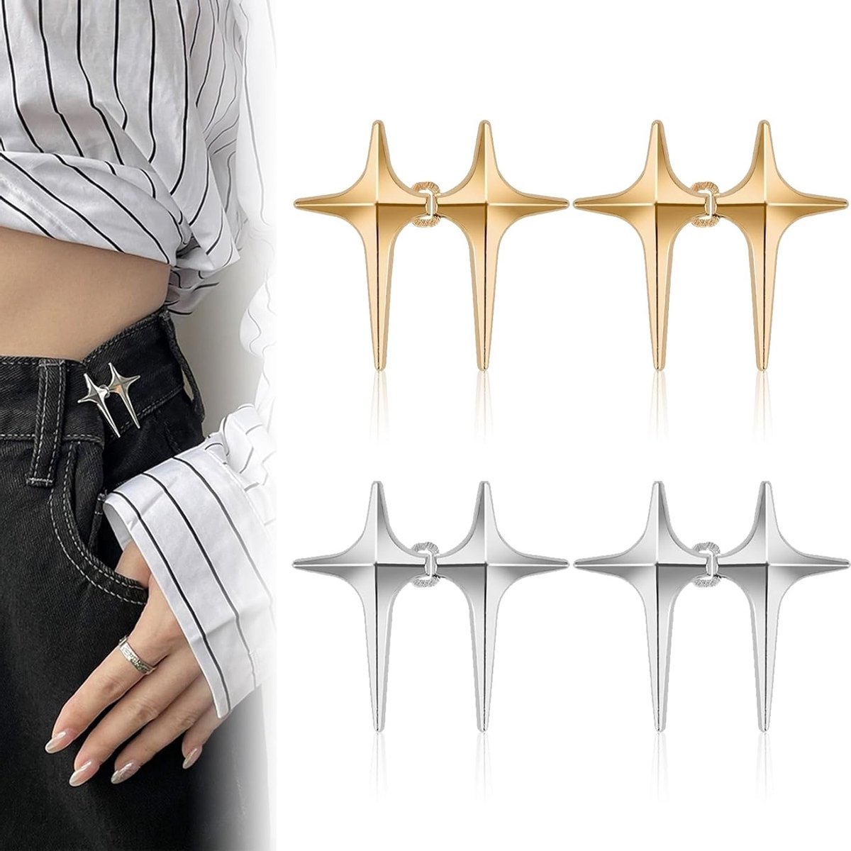Verstelbare Tailleband Broekknopen voor Dames, Ideaal voor Jeans en Rok, 4 Paar Kledingaccessoires voor Perfecte Pasvorm