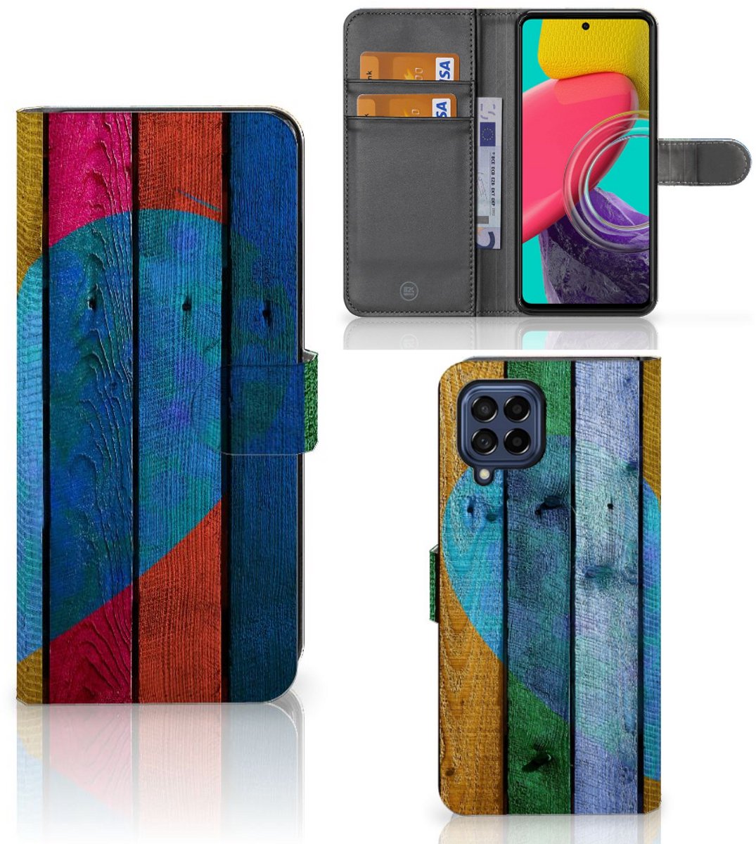 Book Case voor Samsung Galaxy M53 Book Style Case Wood Heart - Cadeau voor je Vriend