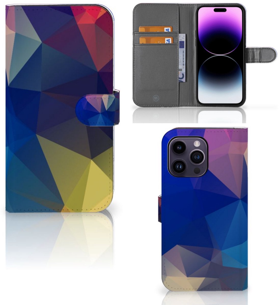 iPhone 15 Pro Max Book Case Polygon Dark