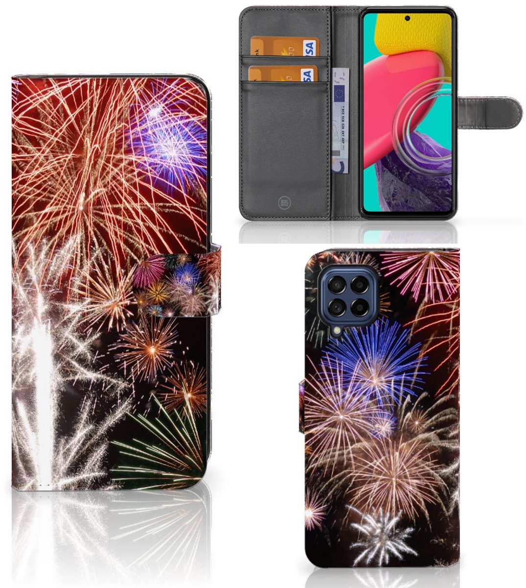 Samsung Galaxy M53 Wallet Case met Pasjes Vuurwerk