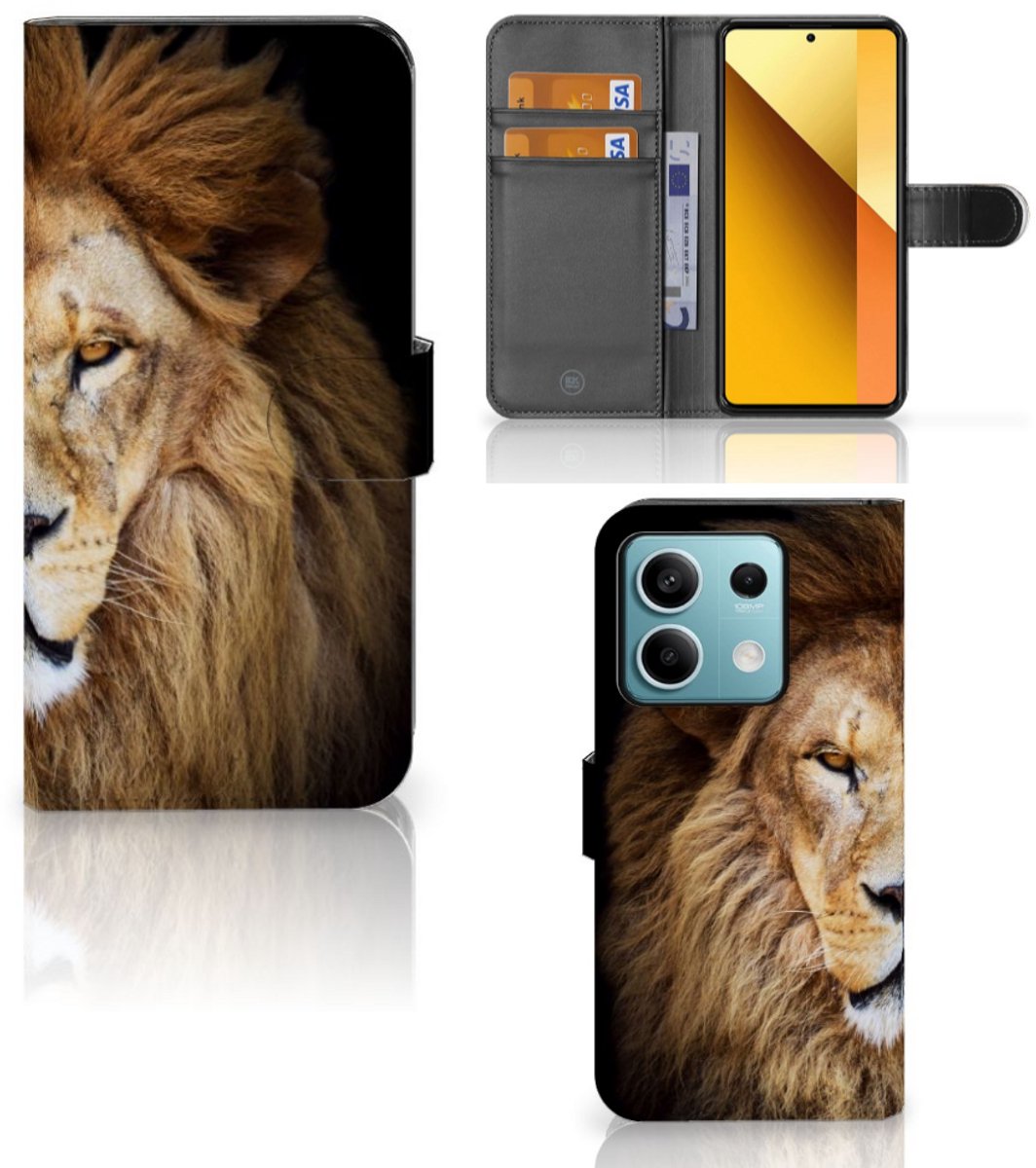 Xiaomi Redmi Note 13 5G Telefoonhoesje met Pasjes Leeuw