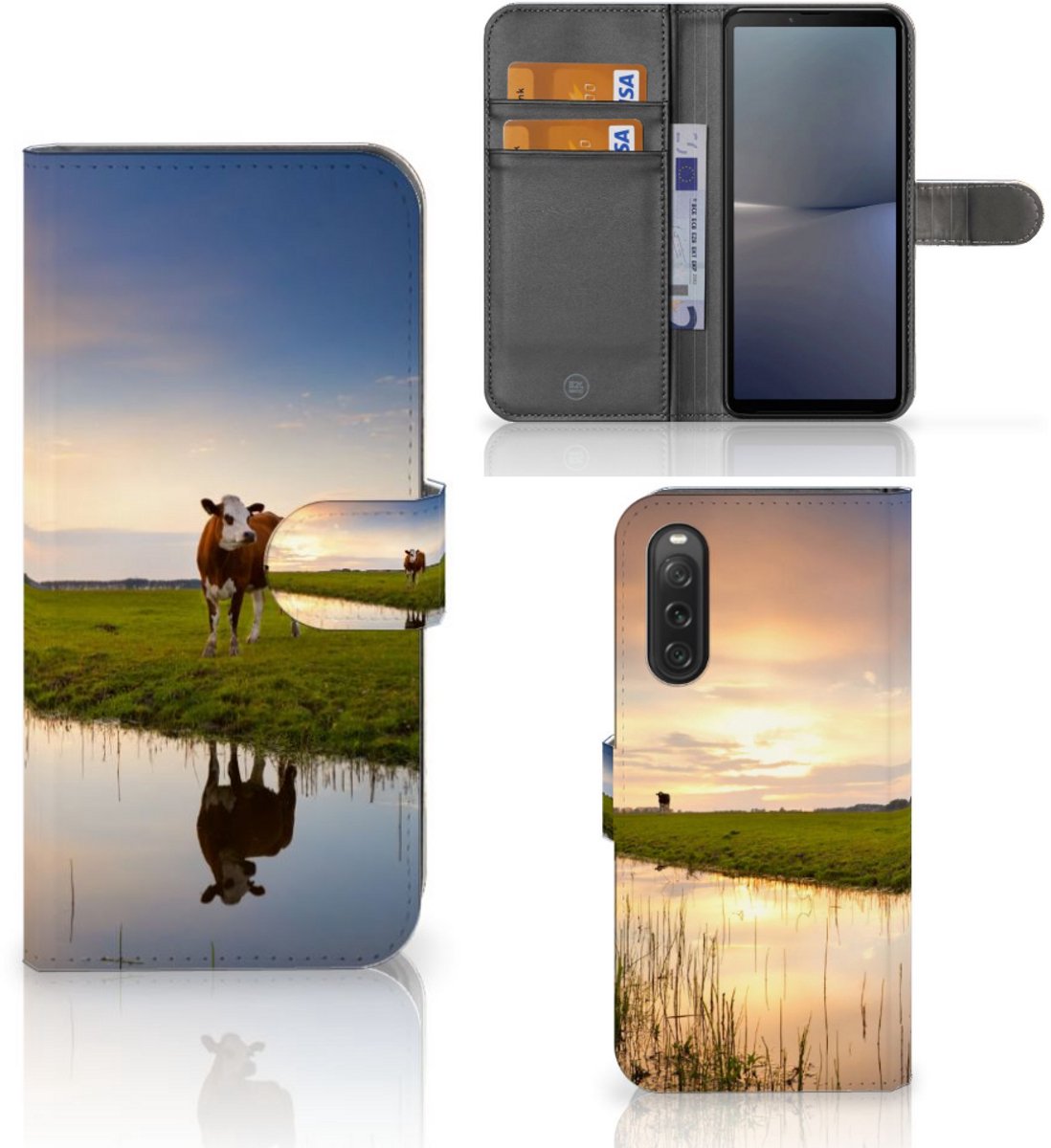 Sony Xperia 10 V Telefoonhoesje met Pasjes Koe