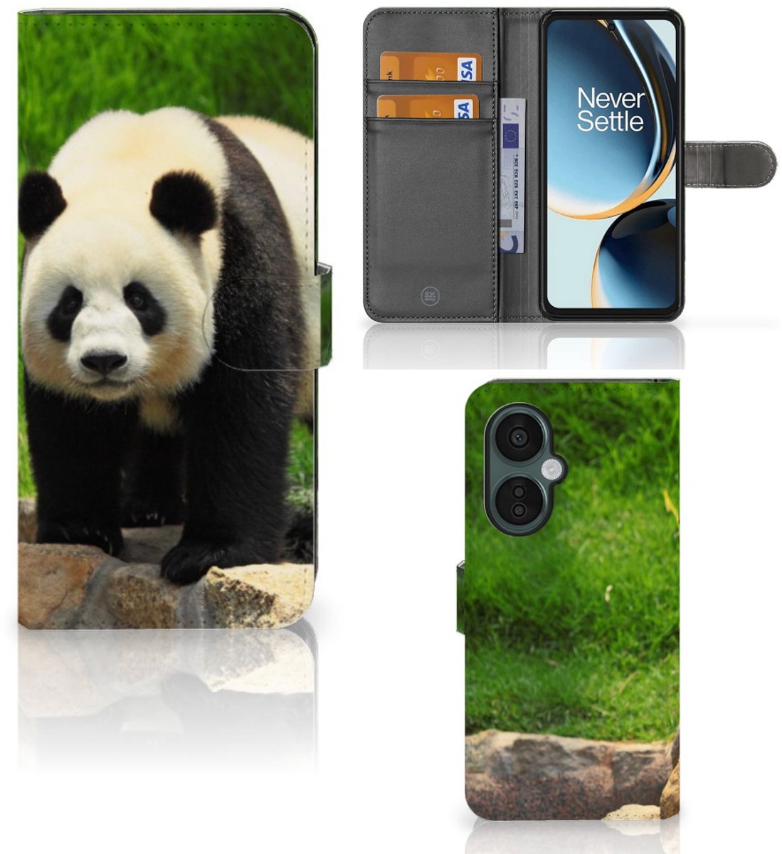 OnePlus Nord CE 3 Lite Telefoonhoesje met Pasjes Panda