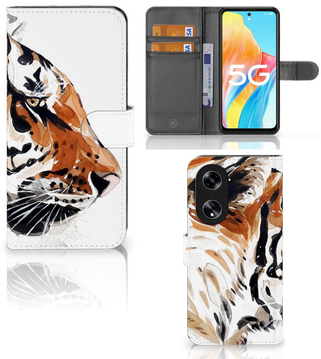 Book Case voor Hoesje OPPO Reno8 T 5G Watercolor Tiger