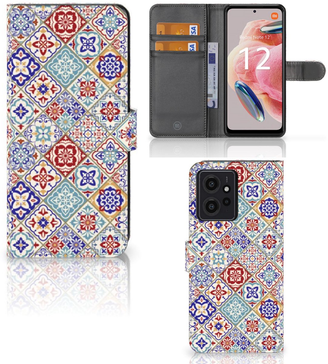 Book Case voor Xiaomi Redmi Note 12 4G Bookcase Tiles Color