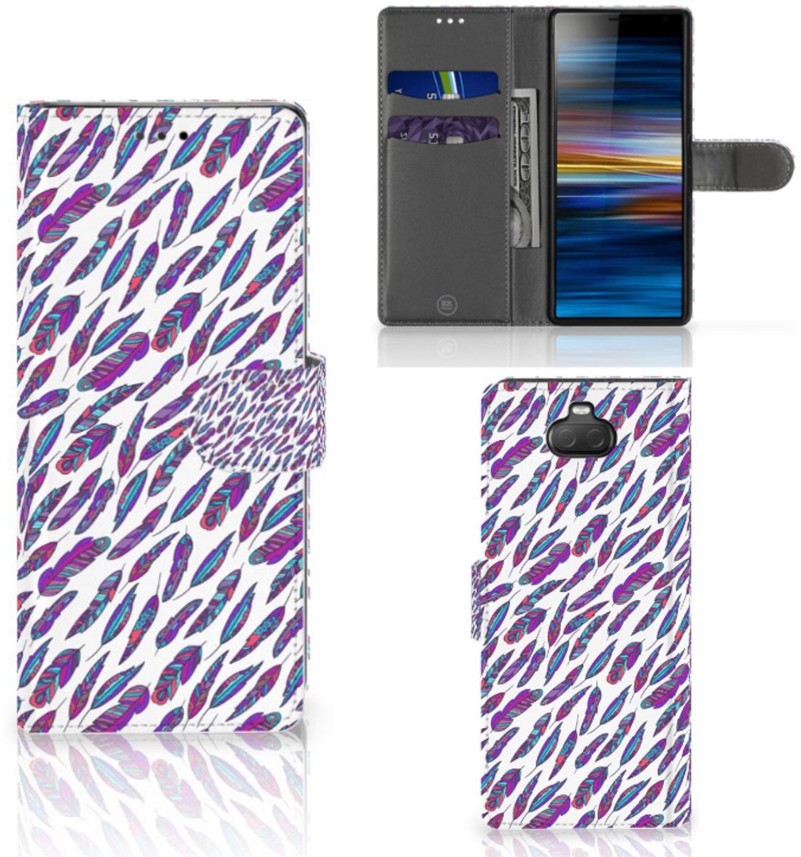 Sony Xperia 10 Telefoon Hoesje Feathers Color