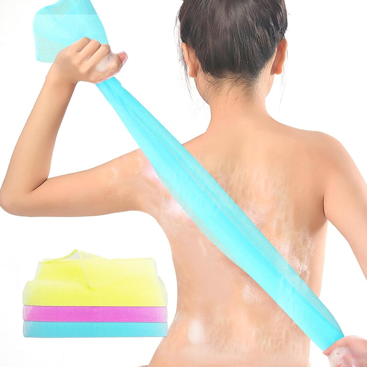 Exfoliërende Wasdoeken Set van 3 - Japanse Lichaamsrug Scrubber en Koreaanse Loofah Towel voor Dode Huidverwijdering, Perfect voor Mannen en Vrouwen tijdens de Douche