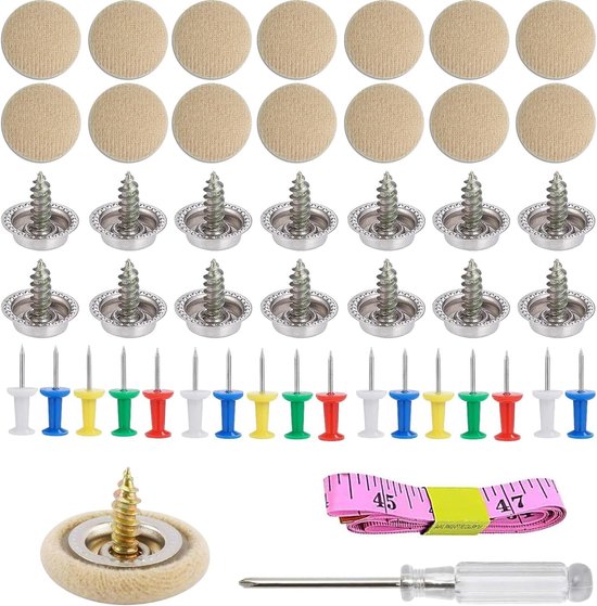 Reparatieset voor dakhemel, universeel, reparatieklinknagels/knoppen + spelden, schroevendraaier, complete autohemelreparatieset voor alle automodellen (Grid Black) — afbeelding 4