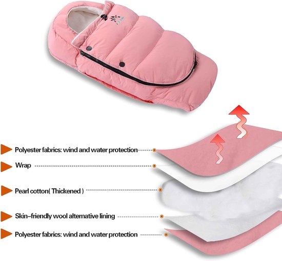 Wandelwagen Voetenzak - Baby Slaapzak - Baby Warm Houden - Afneembaar Ontwerp - 88 x 46 cm - Roze — afbeelding 5