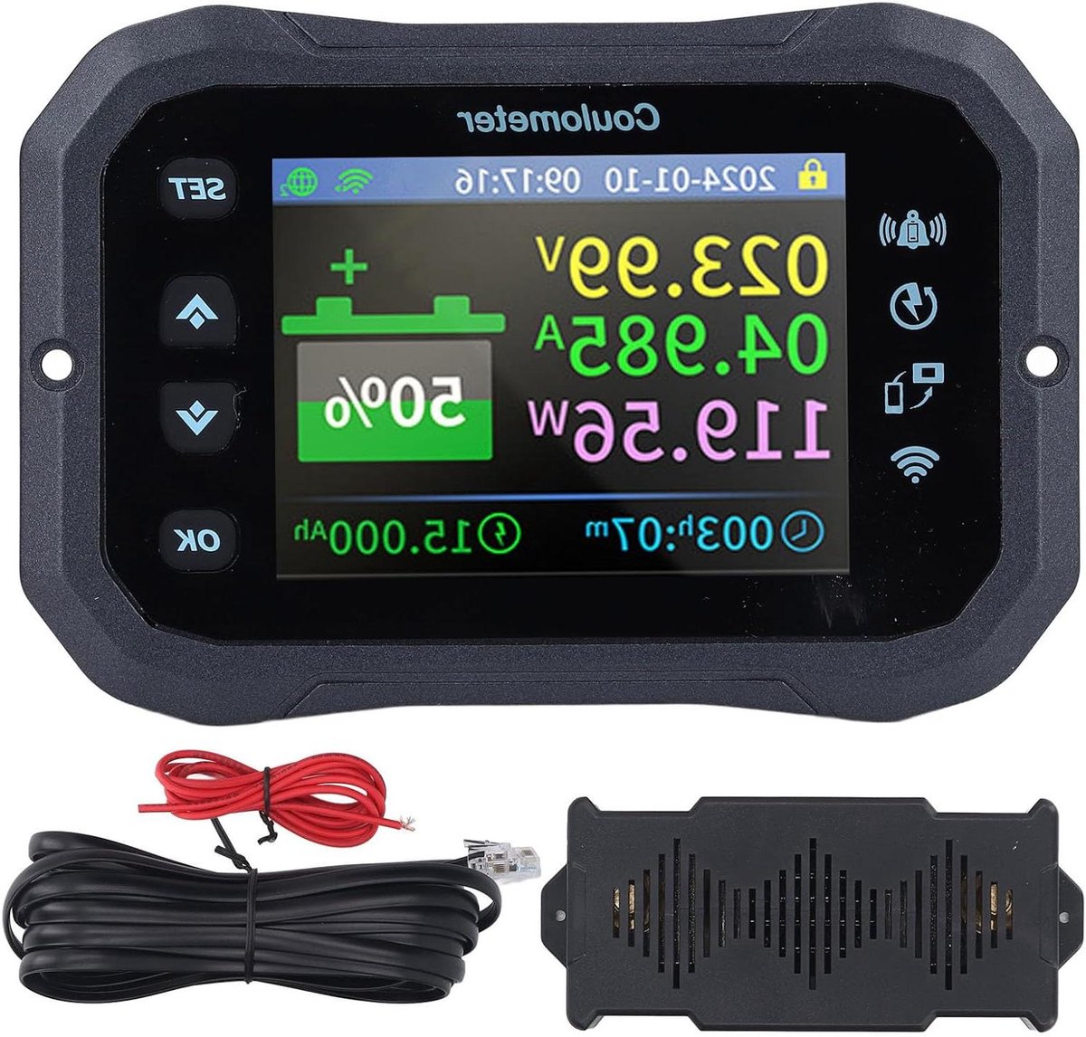 Batterij Monitor - Capaciteitsmeter Batterijmeter - Batterij Status Bewaken - Externe App Monitoring - 10-100V 400A - Zwart