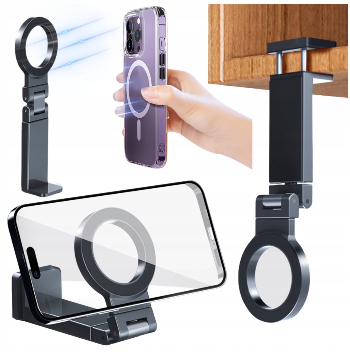 MONA Serie - Magnetische Telefoonhouder - Bureau - Obrotbare Hoofd - MagSafe Compatibel