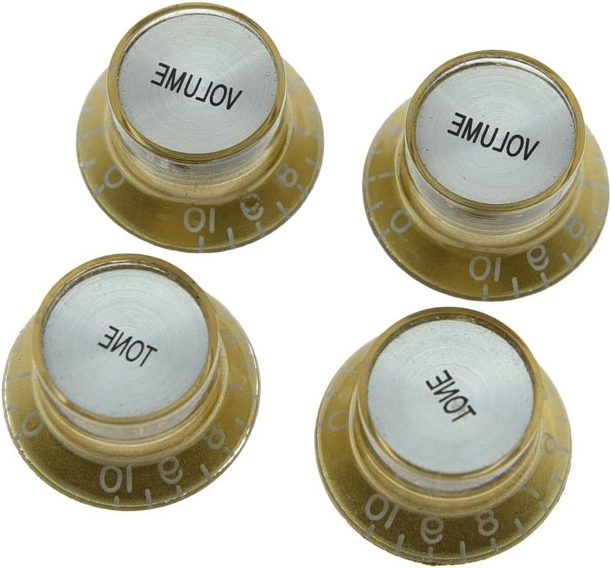 Set van 4 Gouden LP Gitaar Reflector Knoppen met Chroom Hoed voor SG en Les Paul Gitaren