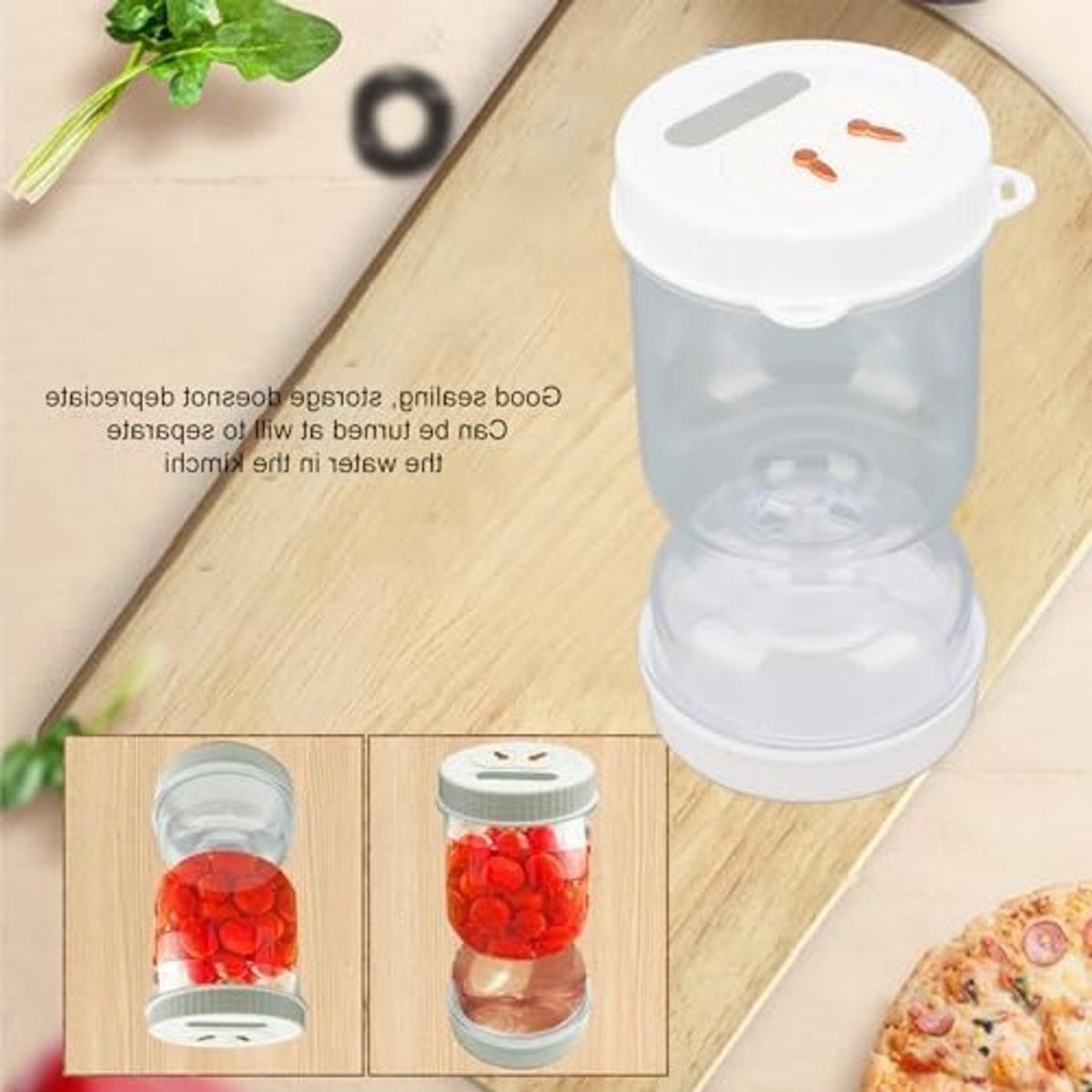 Lekvrije Pickle Jar voor Olijven - Uurglasvormige Opslagcontainer voor Augurken en Groenten