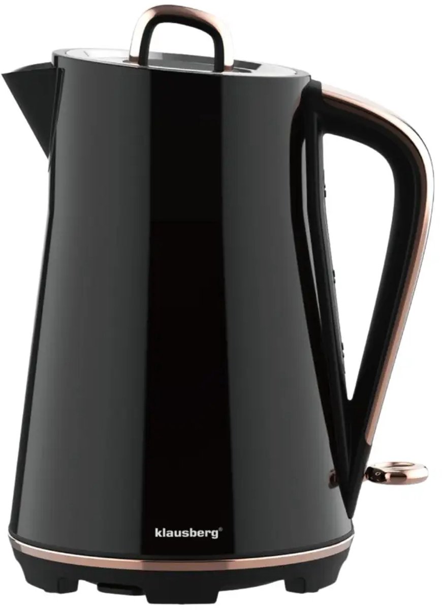 Klausberg - Waterkoker - Elektrische Waterkoker - Thee & Koffie Koker - Grote Waterkoker Snelkoker - Keuken Waterkoker Modern - 1.7L - RVS - 2200W - Zwart