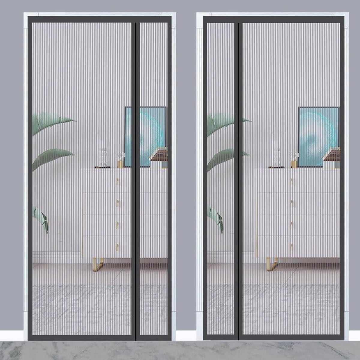 1pcs Zijopening Muggenbestendig - Deurgordijn - Zomer - Muggengaas Deur - Zelfklevend Geen Boren Nodig - Dicht Geweven Gaas - Magnetische Sluiting - Muggen- en Insectenwerend - Deurgordijn