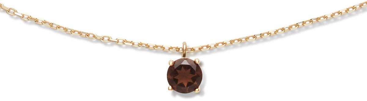 Glow 202.0242.45 Dames Ketting Rookkwarts 45 cm 14 Karaat Goud