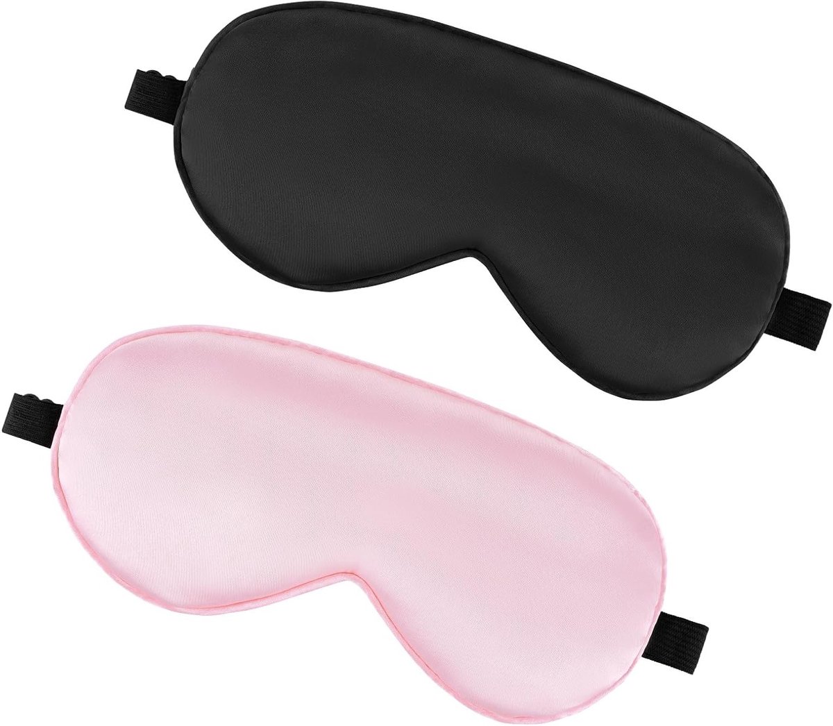 Zijde Oogmasker voor Dames, Verstelbare Elastische Band, Lichtdicht en Huidvriendelijk, Ideaal voor Thuis en Reizen, Zwart en Roze
