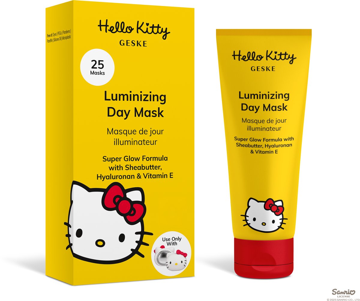GESKE Luminizing Day Mask | Gebruik met Hello Kitty Sonic Warm & Cool Mask | Met Sheabutter, Hyaluronan & Vitamine E | Super Glow-formule | Normale en vochtarme huid | Vegan en dierproefvrij