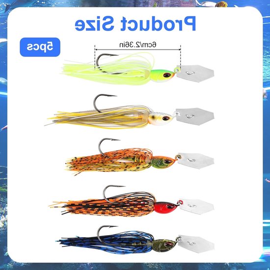 Vijfbladige Jigvis Lures in Meerdere Kleuren met Skirt en Scherpe Haken voor Zander en Forel Visserij — afbeelding 5