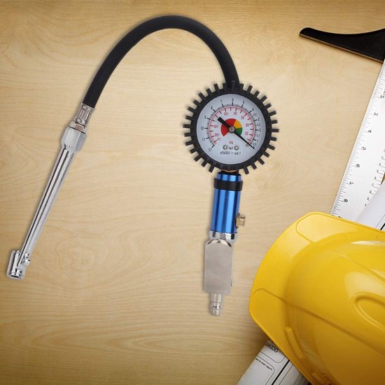 Hogedruk Bandenpomp met Drukmeter tot 12 Bar, Snelle Luchtverbinding en Zelfklemfunctie voor Auto en Fiets — afbeelding 4