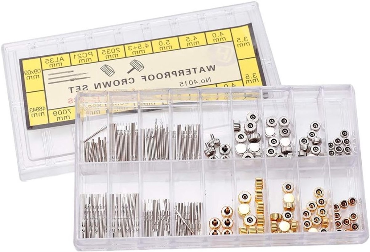 Stainless Steel Horlogekroon en Afstemset, Horloge Reparatie Accessoires, Vervangende Onderdelen voor Horloges, Kroon en Veer voor Horlogeherstel