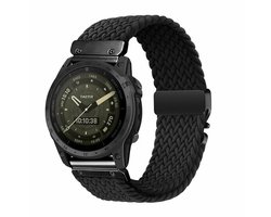 By Qubix - Geschikt voor Garmin bandje - 20mm Quickfit - Braided nylon band met parachute sluiting - Zwart - Geschikt voor Garmin Fenix 7s/6s/5s / Instinct 2s / Epix Pro Gen 2 (42mm)