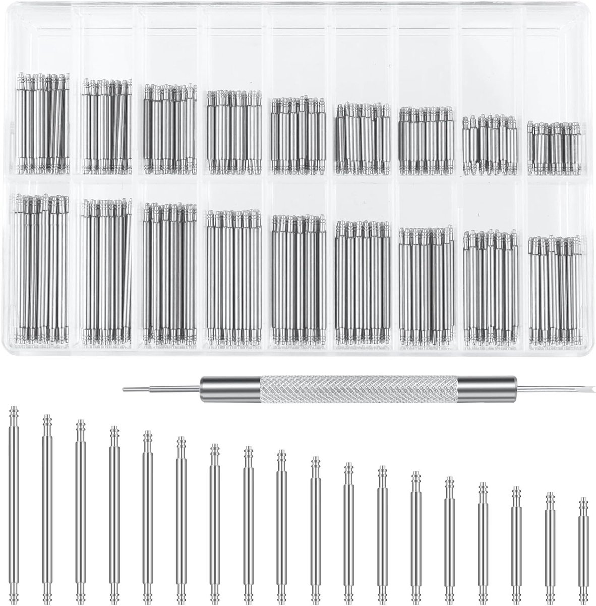 Complete Set van 432 Stuks Horlogebanden, Link Pins, Veerpennen en Horlogemaker Gereedschap voor Professioneel Gebruik