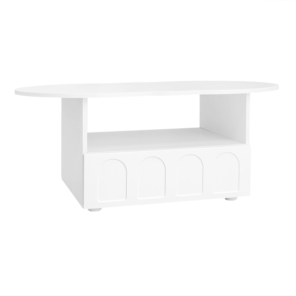 YYchan Salontafel - Met Lade en Opbergvak - Wolkvorm Ovaal - Modern Design - 100x60x40.5 cm - Wit