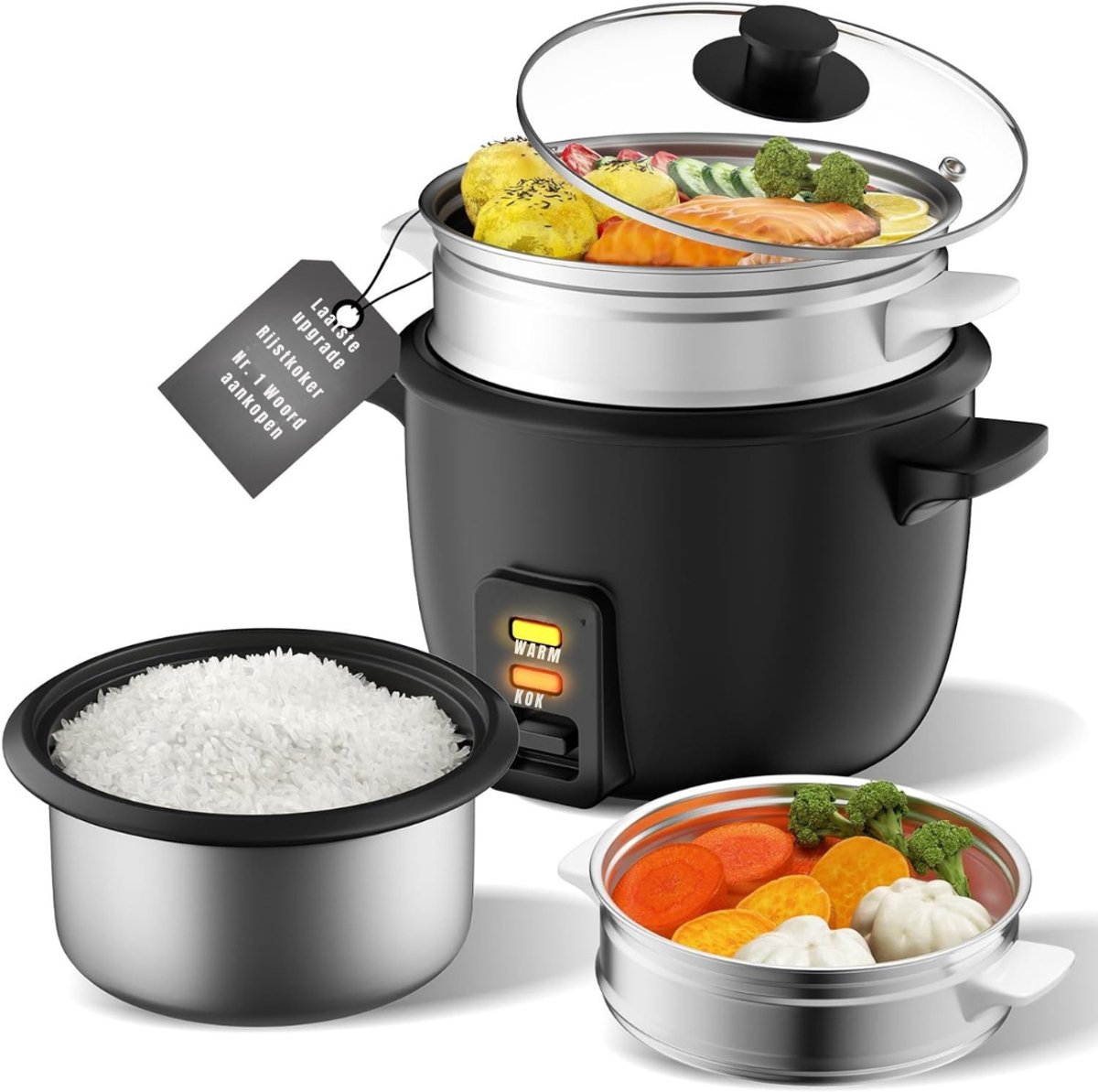 Zyrex® Rijstkoker klein - Rijstkoker - Rijstkokers - Zwart - 24cm x 25cm x 24cm