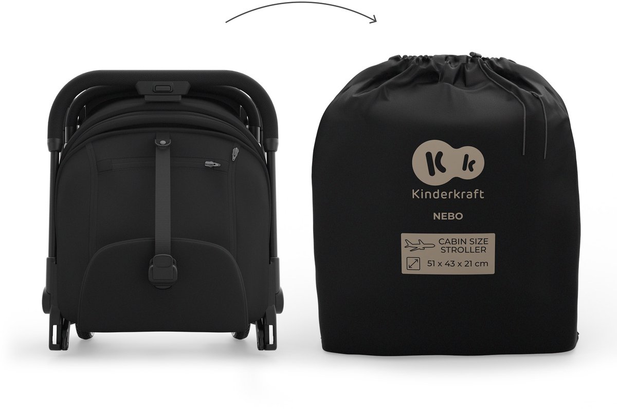 Kinderkraft NEBO - Buggy - Lichtgewicht - Handbagageformaat - Met Draagtas - Zwart – foto 2
