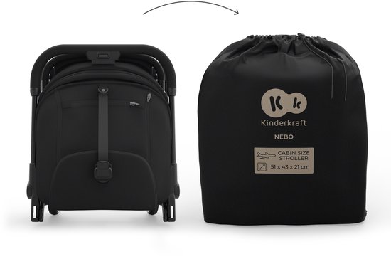 Kinderkraft NEBO Buggy - tot 22 kg eenhandig inklappen zelfstaand compact ontwerp 5-puntsgordel schouderriem transporttas - Zwart van Kinderkraft — afbeelding 2